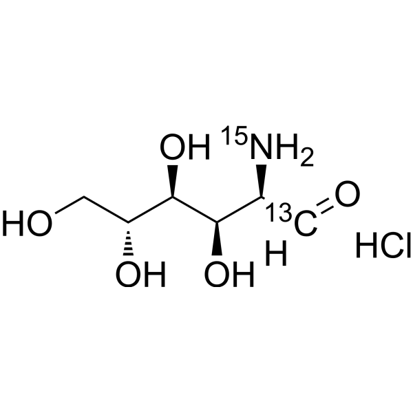 Glucosamine-<sup>13</sup>C,<sup>15</sup>N hydrochloride Chemical Structure
