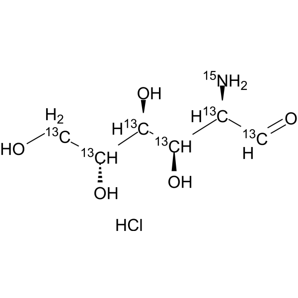 Glucosamine-<sup>13</sup>C<sub>6</sub>,<sup>15</sup>N hydrochloride Chemical Structure