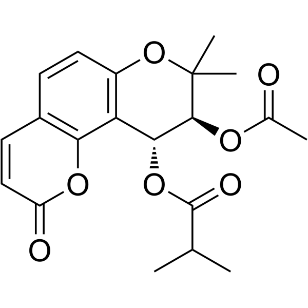 (+)-trans-3'-Acetyl-4'-isobutyrylkhellactone Chemical Structure