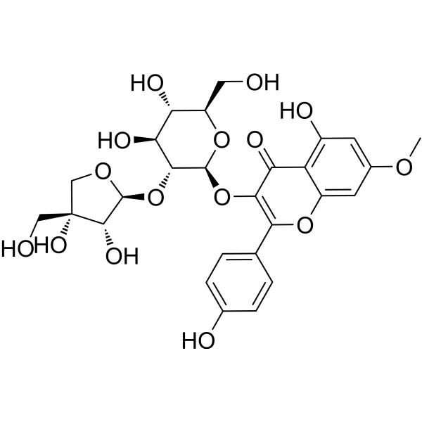Rhamnocitrin 3-O-β-D-apiofuranosyl(1→2)-β-D-glucopyranoside Chemical Structure
