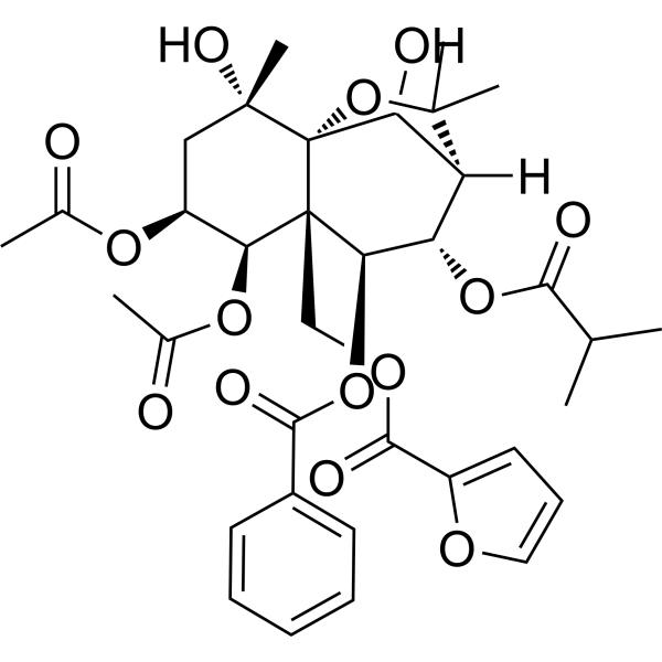 1α, 2α-Diacetoxy-8<em>β</em>-isobutanoyloxy-9α-benzoyloxy-15-<em>β</em>-(<em>β</em>-furancarbonyloxy)-4<em>β</em>, 6<em>β</em>-dihydroxy-<em>β</em>-dihydroagarofuran