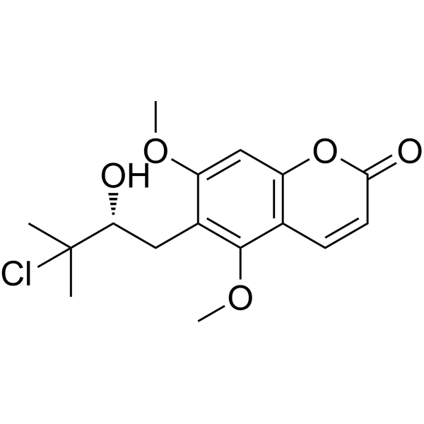 (+)-6-(3-Chloro-2-hydroxy-3-methylbutyl)-5,7-dimethoxycoumarin Chemical Structure
