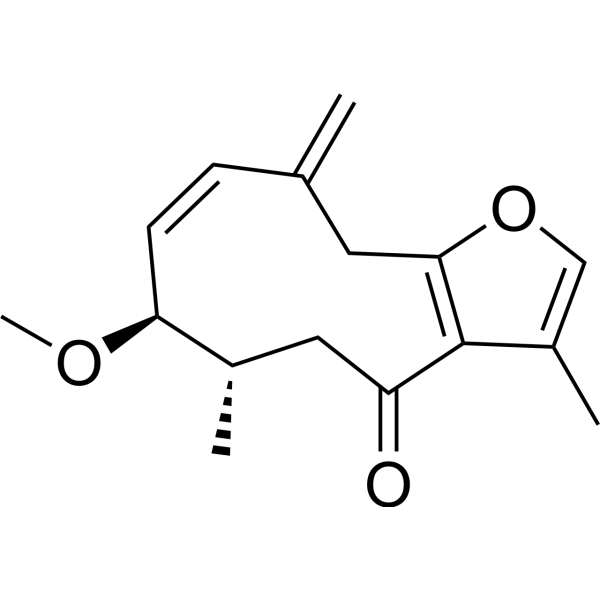 rel-3R-Methoxy-4S-furanogermacra-1E,10(15)-dien-6-one Chemical Structure