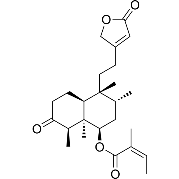 (Z)-(1R,3R,4R,4aS,8R,8aR)-3,4,8,8a-Tetramethyl-7-oxo-4-(2-(5-oxo-2,5-dihydrofuran-3-yl)ethyl)decahydronaphthalen-1-yl 2-methylbut-2-enoate Chemical Structure