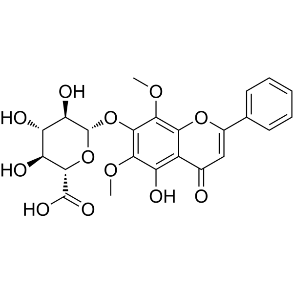 5,6,7-Trihydroxyflavone-7-O-β-D-glucuronopyranoside Chemical Structure