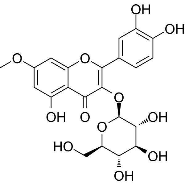 Rhamnetin 3-O-β-D-glucopyranoside Chemical Structure