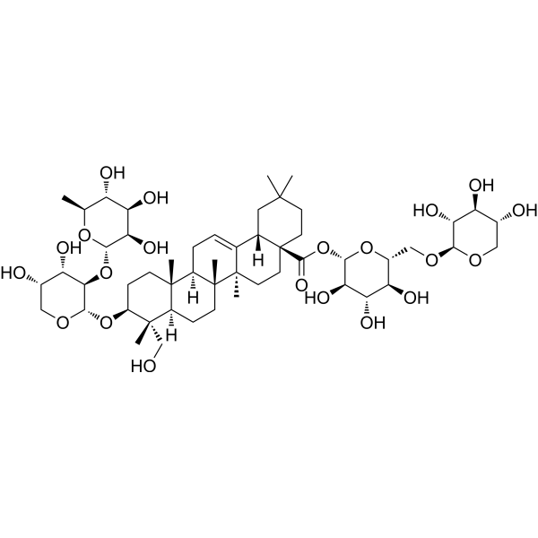 3-O-α-L-Rhamnopyranosyl-(1→2)-α-L-arabinopyranosyl hederagenin28-O-β-D-xylopyranosyl-(1→6)-β-D-glucopyranosyl ester