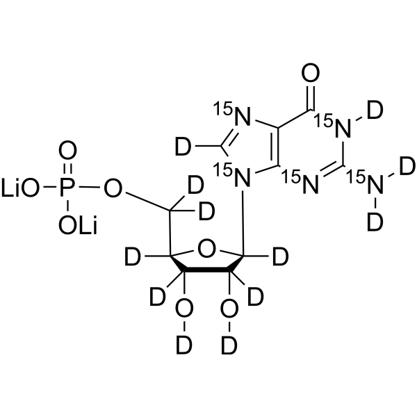 <em>5</em>'-Guanylic acid-<em>15</em><em>N</em><em>5</em>,d12 dilithium