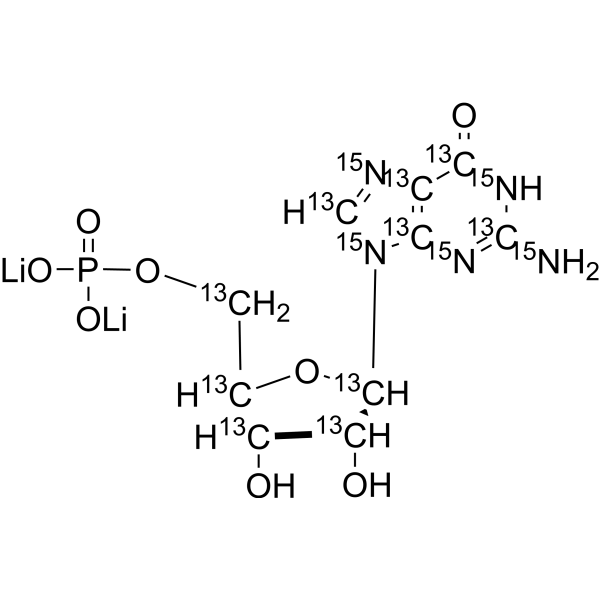 <em>5</em>'-Guanylic acid-<em>13</em><em>C</em>10,15N<em>5</em> dilithium