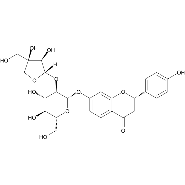 Liquiritigenin-7-O-β-D-glucopyranosyl-(1→2)-β-D-apiofuranoside Chemical Structure