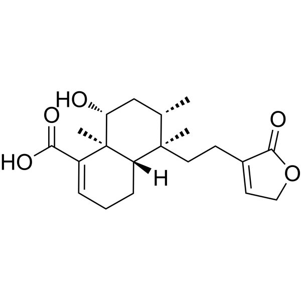 (-)-6β-Hydroxy-5β,8β,9β,10α-cleroda-3,13-dien-16,15-olid-18-oic acid Chemical Structure