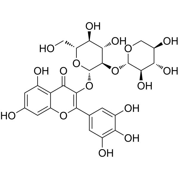 Myricetin-3-O-β-D-xylopyranosyl-(1→2)-β-D-glucopyranoside Chemical Structure