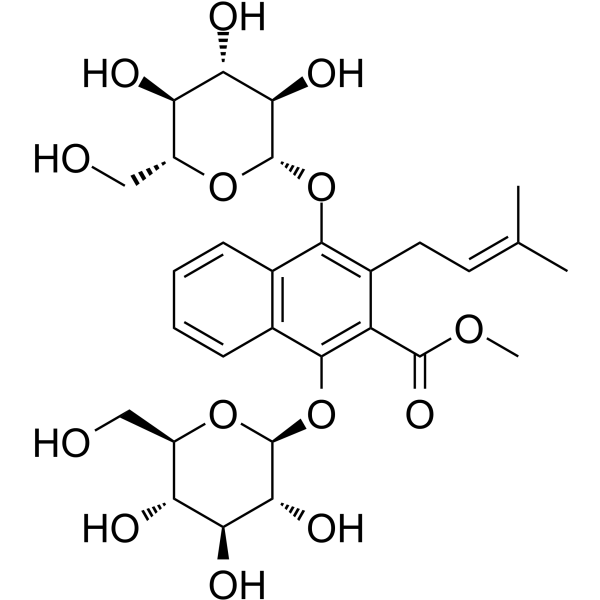 Methyl 1,4-bisglucosyloxy-3-prenyl-2-naphthoate Chemical Structure
