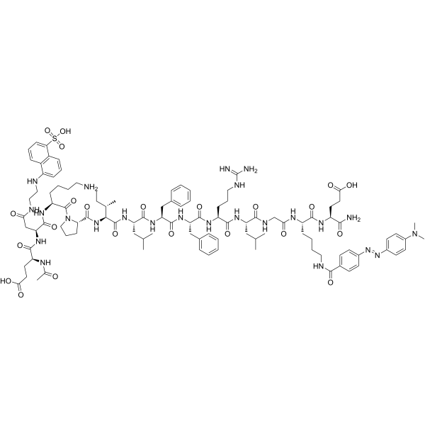 Ac-Glu-Asp(EDANS)-Lys-Pro-Ile-Leu-Phe-Phe-Arg-Leu-Gly-Lys(DABCYL)-Glu-NH2 Chemical Structure