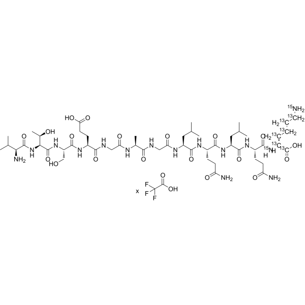 VTSEGAGLQLQK-<sup>13</sup>C<sub>6</sub>,<sup>15</sup>N<sub>2</sub> TFA Chemical Structure