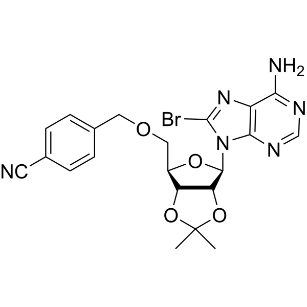 8-Bromo-5’-O-(4-cyanobenzyl)-2’,3’-di-O-isopropylidene adenosine Chemical Structure