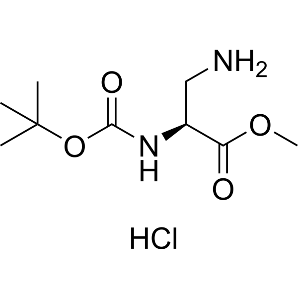 (S)-Methyl 3-amino-2-((tert-butoxycarbonyl)amino)propanoate hydrochloride Chemical Structure