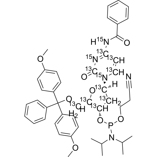 DMT-dC(bz) Phosphoramidite-<sup>13</sup>C<sub>9</sub>,<sup>15</sup>N<sub>3</sub> Chemical Structure