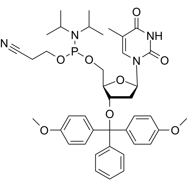 3'-O-DMTr-thymidine 5'-CE phosphoramidite Chemical Structure