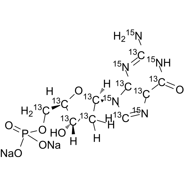 2'-Deoxyguanosine <em>5</em>'-monophosphate-<em>13</em><em>C</em>10,15N<em>5</em> disodium