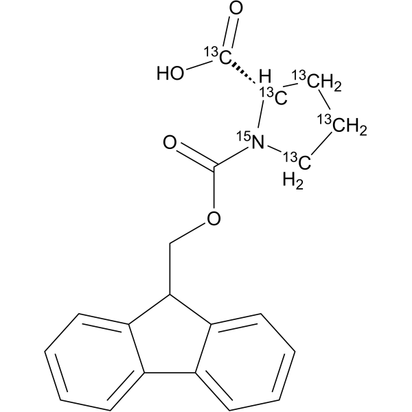 Fmoc-Pro-OH-<sup>13</sup>C<sub>5</sub>,<sup>15</sup>N Chemical Structure