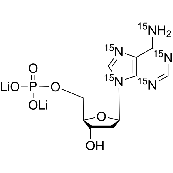 2'-Deoxyadenosine-5'-monophosphate-<sup>15</sup>N<sub>5</sub> dilithium Chemical Structure