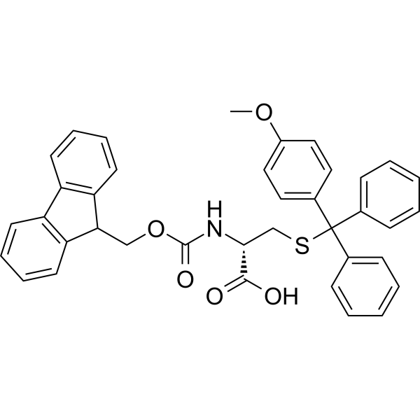 N-(((9H-Fluoren-9-yl)methoxy)carbonyl)-S-((4-methoxyphenyl)diphenylmethyl)-D-cysteine Chemical Structure