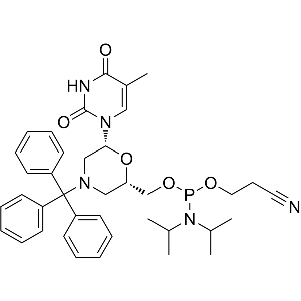 N-Trityl-morpholino-T-5'-O-phosphoramidite Chemical Structure