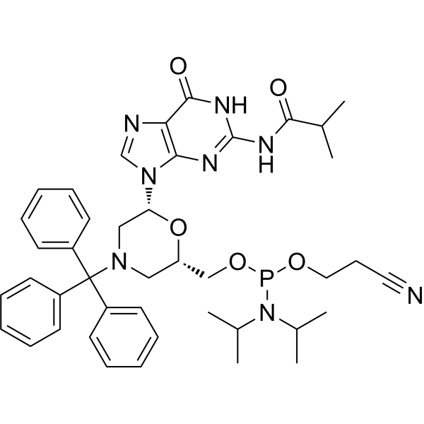 N-Trityl-N2-isobutyryl-morpholino-G-5'-O-phosphoramidite Chemical Structure