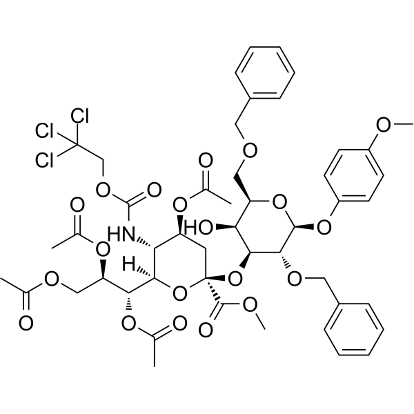 Neu5Troc[1Me,4789Ac]α(2-3)Gal[26Bn]-β-MP Chemical Structure