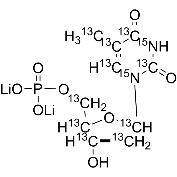Thymidine <em>5</em>'-monophosphate-<em>13</em><em>C</em>10,15N2 dilithium