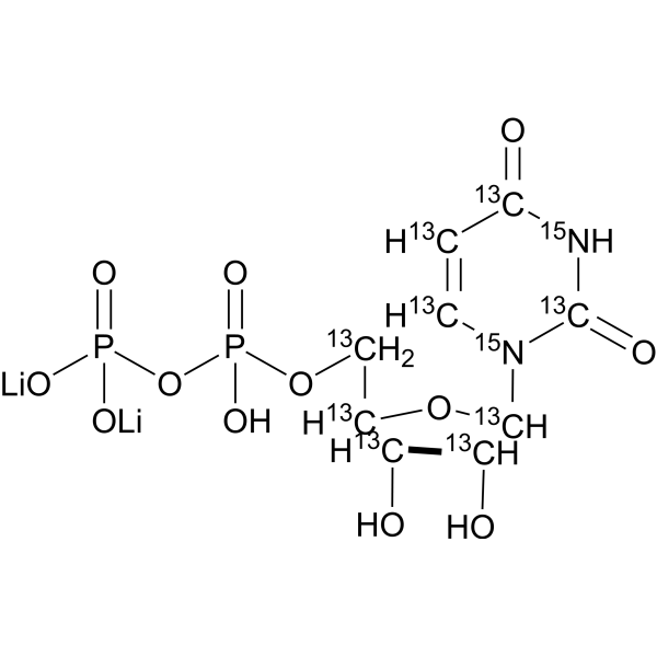 Uridine 5'-diphosphate-<em>13</em><em>C</em>9,15N2 dilithium