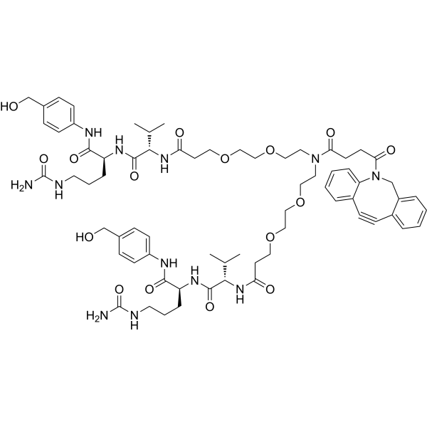 DBCO-(PEG2-Val-Cit-PAB)2 Chemical Structure