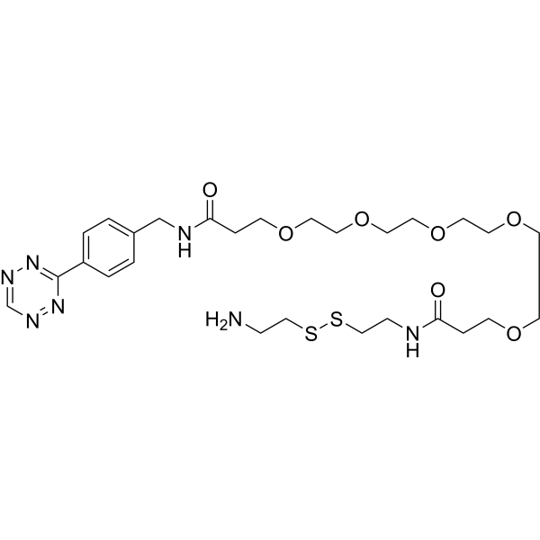 Tetrazine-PEG5-SS-amine Chemical Structure