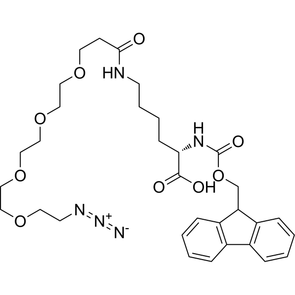 N3-PEG4-amido-Lys(Fmoc)-acid Chemical Structure