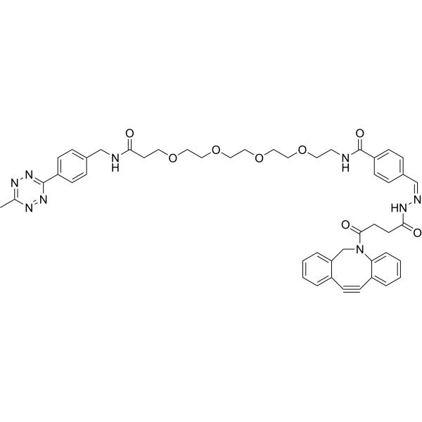 Methyltetrazine-PEG4-hydrazone-DBCO Chemical Structure