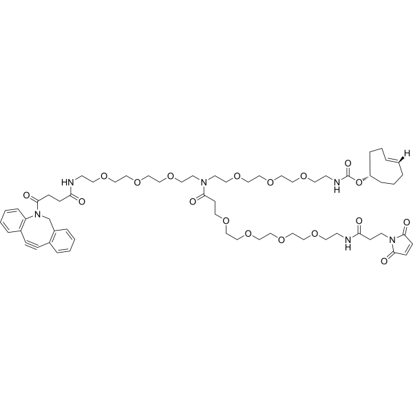 Mal-PEG4-(PEG3-DBCO)-(PEG3-TCO) Chemical Structure