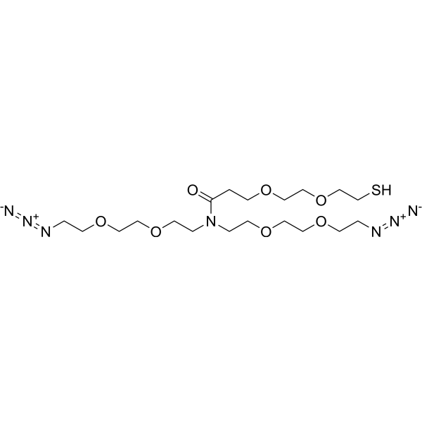 N,N-Bis(PEG2-N3)-N-amido-PEG2-thiol Chemical Structure