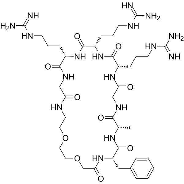 cyclo(Phe-Ala-Gly-Arg-Arg-Arg-Gly-AEEAc) Chemical Structure