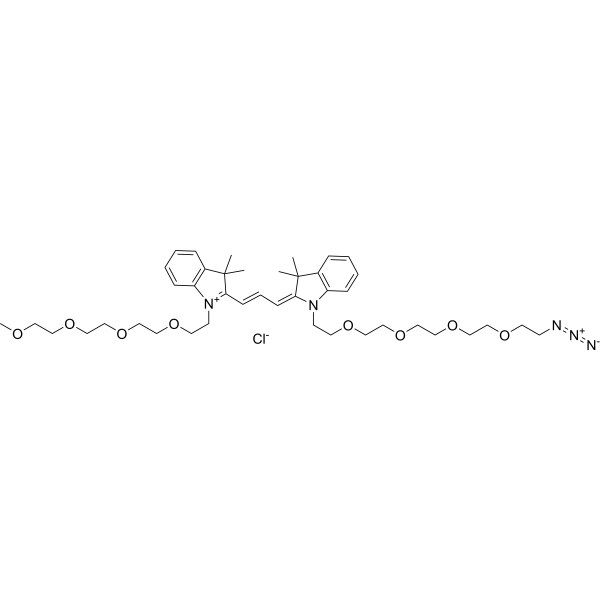 N-(m-PEG4)-N'-(azide-PEG4)-Cy3 Chemical Structure