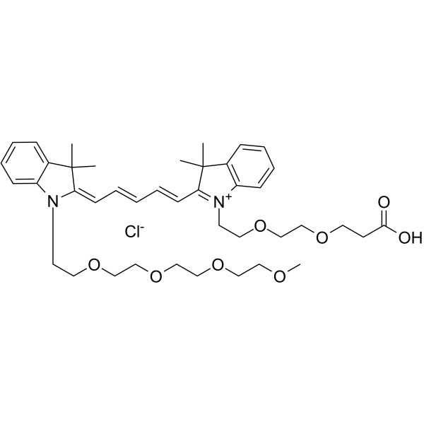 N-(m-PEG4)-N'-(PEG2-acid)-Cy5 Chemical Structure