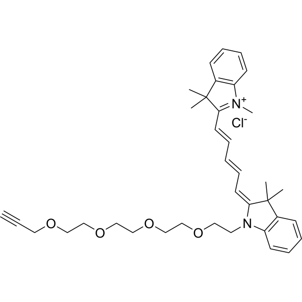 N-methyl-N'-(propargyl-PEG4)-Cy5 Chemical Structure