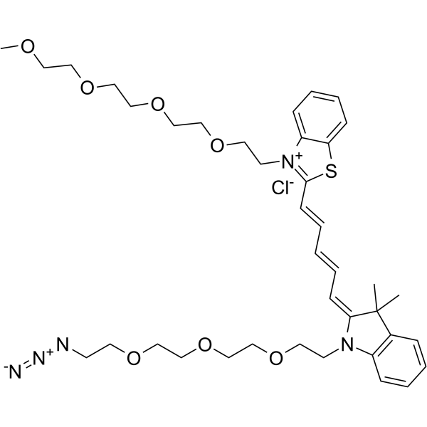 <em>N</em>-(azide-PEG<em>3</em>)-<em>N</em>'-(m-PEG4)-Benzothiazole Cy5