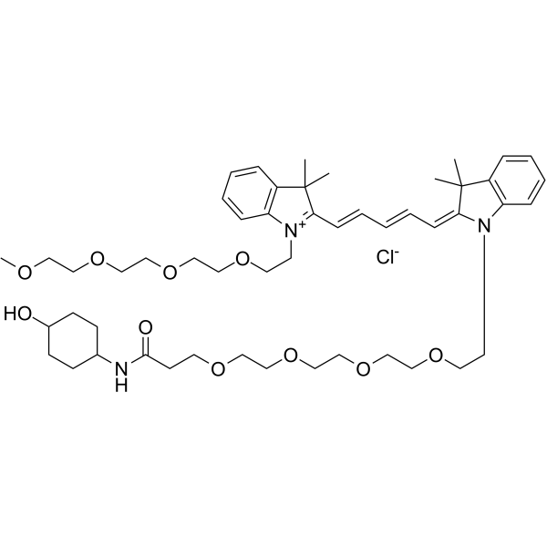 <em>N</em>-(m-PEG4)-<em>N</em>'-(4-Hydroxycyclohexyl-1-amido-PEG4)-Cy5