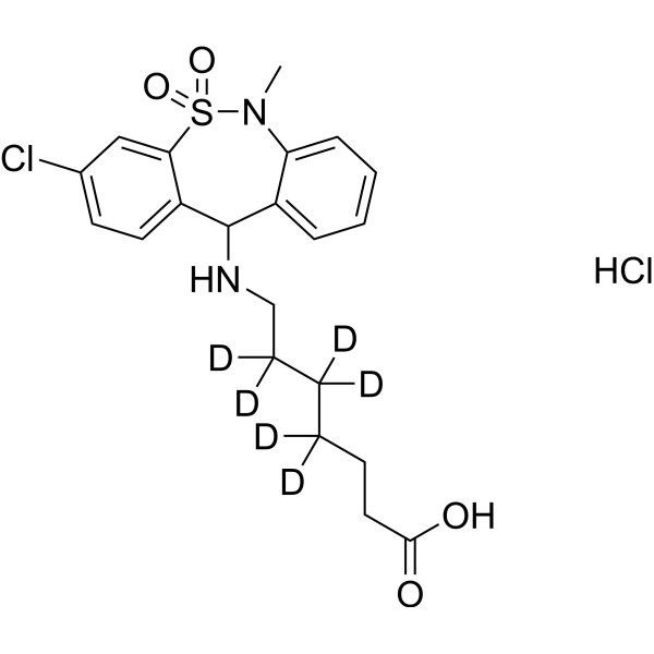 Tianeptine-d<sub>6</sub> hydrochloride Chemical Structure