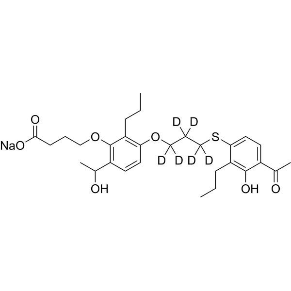 Hydroxy Tipelukast-d<sub>6</sub> sodium Chemical Structure