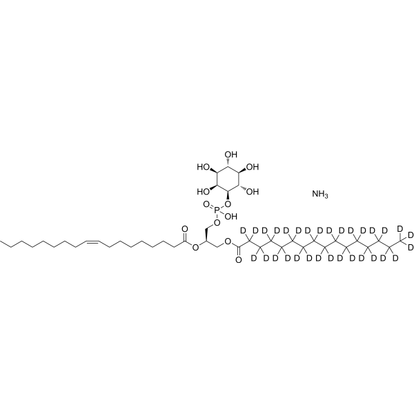 1-Palmitoyl-2-oleoyl-sn-glycero-3-phosphoinositol-d<sub>31</sub> ammonium Chemical Structure
