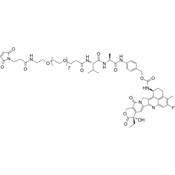 Mal-PEG8-Val-Ala-PAB-Exatecan Chemical Structure