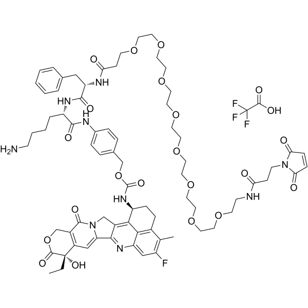 Mal-PEG8-Phe-Lys-PAB-Exatecan TFA Chemical Structure
