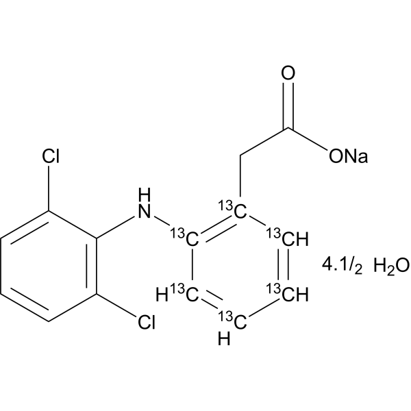 Diclofenac-<sup>13</sup>C<sub>6</sub> sodium heminonahydrate Chemical Structure